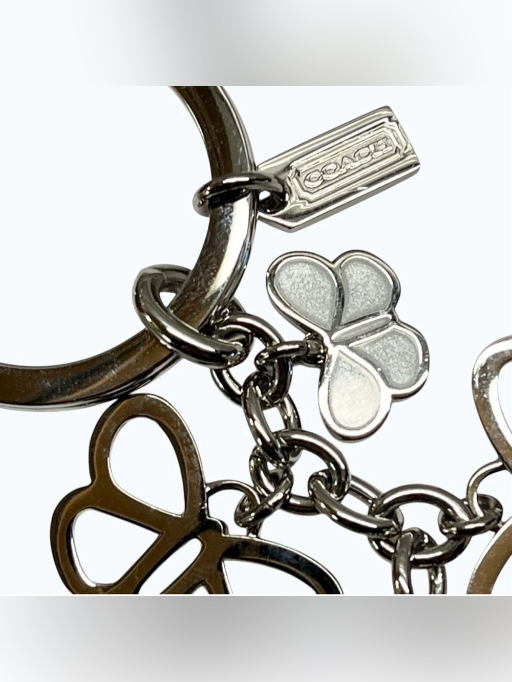 NWOT COACH Multi Butterfly Pave Swarovski Crystal Keychain Bag Charm Silver Tone - Picture 4 of 4